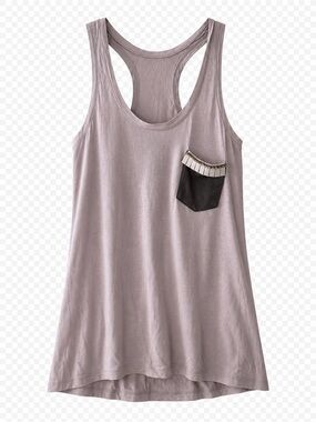 Erin Kleinberg Mauve Taupe Lyocell Beaded Pocket Tank Top M